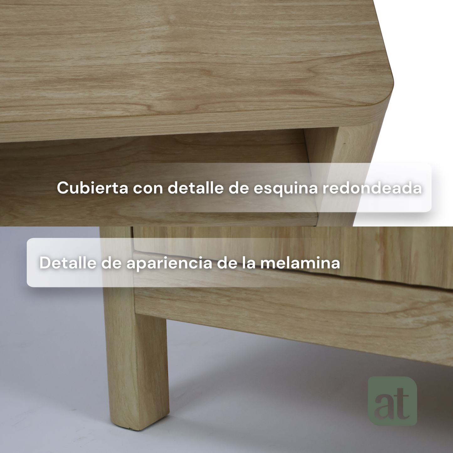 Buró Odette Natural 2 cajones y 1 repisa