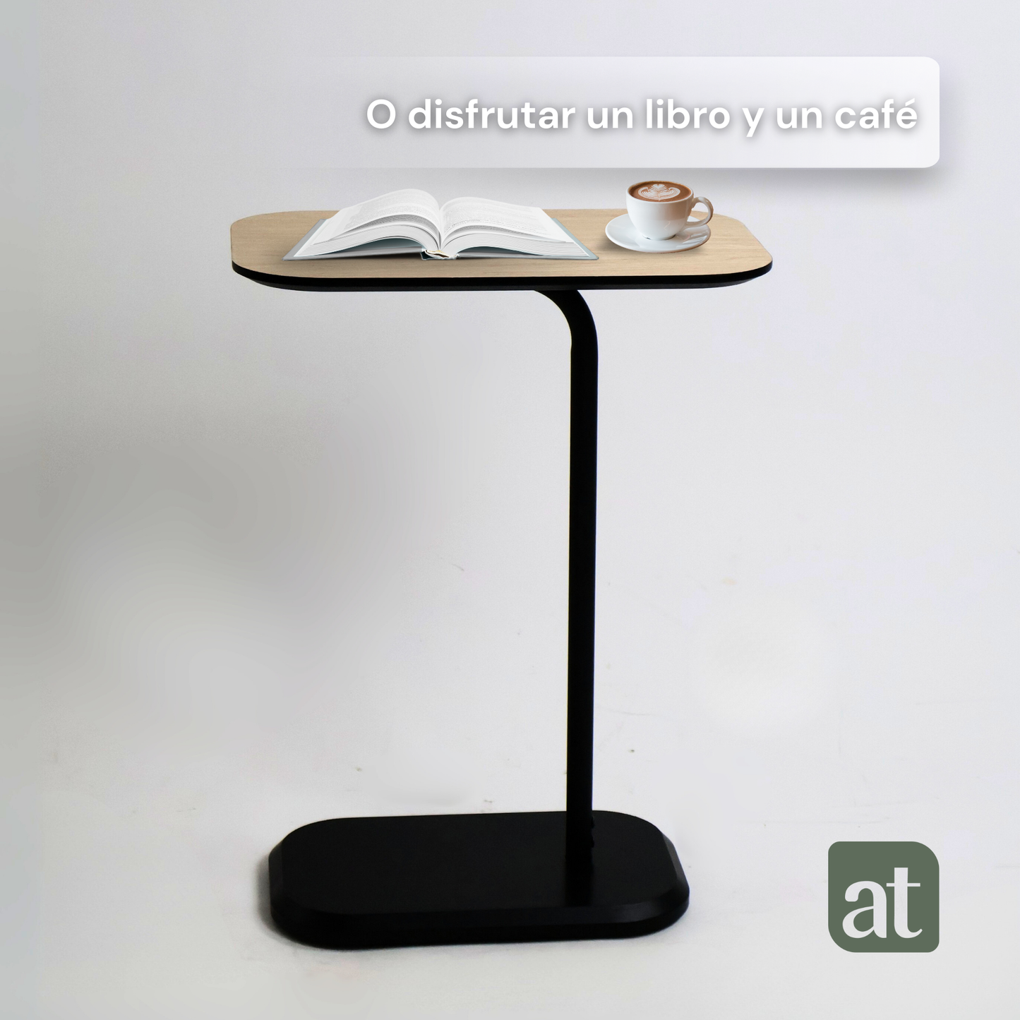 Mesa Auxiliar Minimalista para Sala  Cama sofá - Mesa Lateral  negro-natural