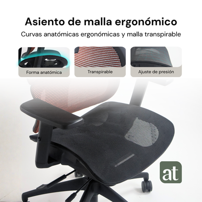 Silla Oficina Ergonómica Soporte Lumbar Silla de Malla para Oficina Asiento Ajustable