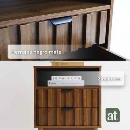 Buró de madera 2 cajones y 1 repisa - Mesa auxiliar