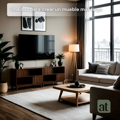 Credenza/Buffetero color nogal con 2 repisas y 2 puertas