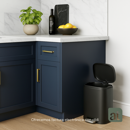 Bote de basura de acero inoxidable negro 5 y 12 Litros con pedal y tapa