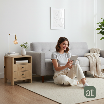 Buró Odette Natural 2 cajones y 1 repisa