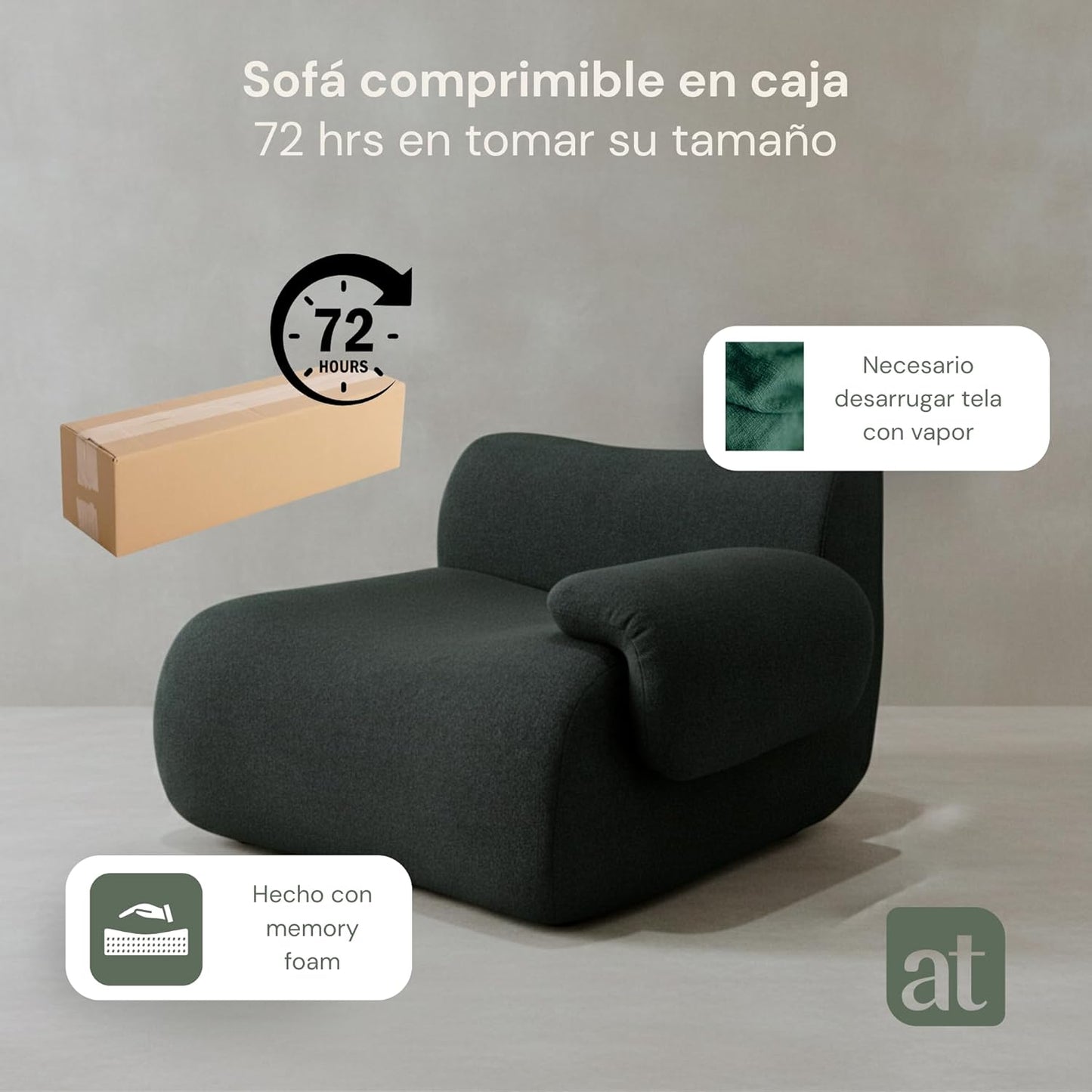 Sofa para Sala Modular - Sofá En Caja Comprimido, Asiento Derecho