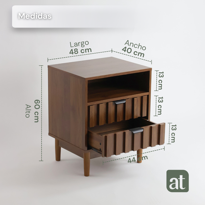 Buró de madera 2 cajones y 1 repisa - Mesa auxiliar