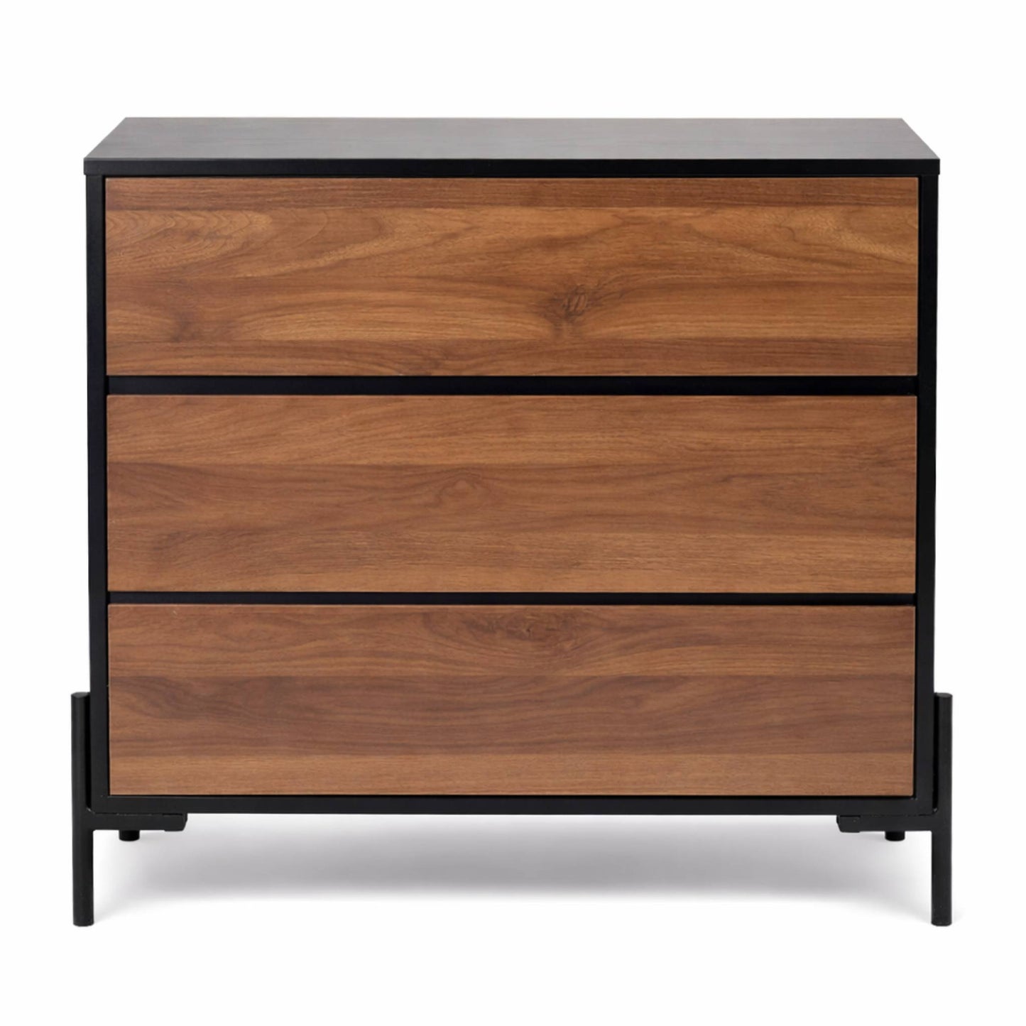 Cajonera para Recamara - Cómoda 3 Cajones - 84x40x75 cm Negro con Café
