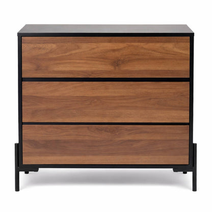 Cajonera para Recamara - Cómoda 3 Cajones - 84x40x75 cm Negro con Café