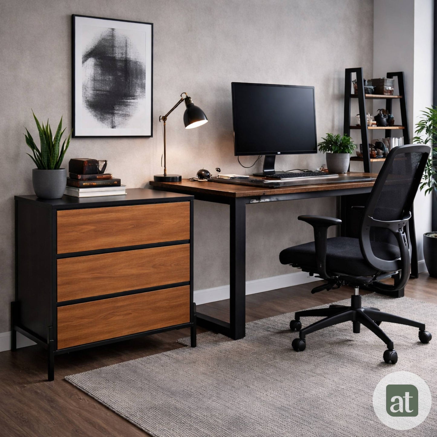 Cajonera para Recamara - Cómoda 3 Cajones - 84x40x75 cm Negro con Café