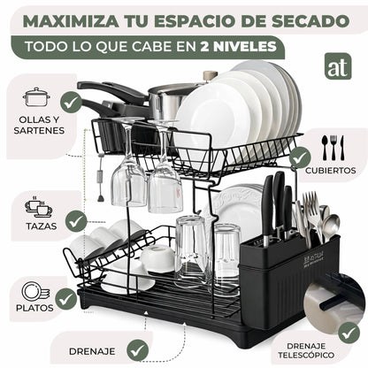 Escurridor de trastes Escurridor de Platos Dish Rack 2 Niveles