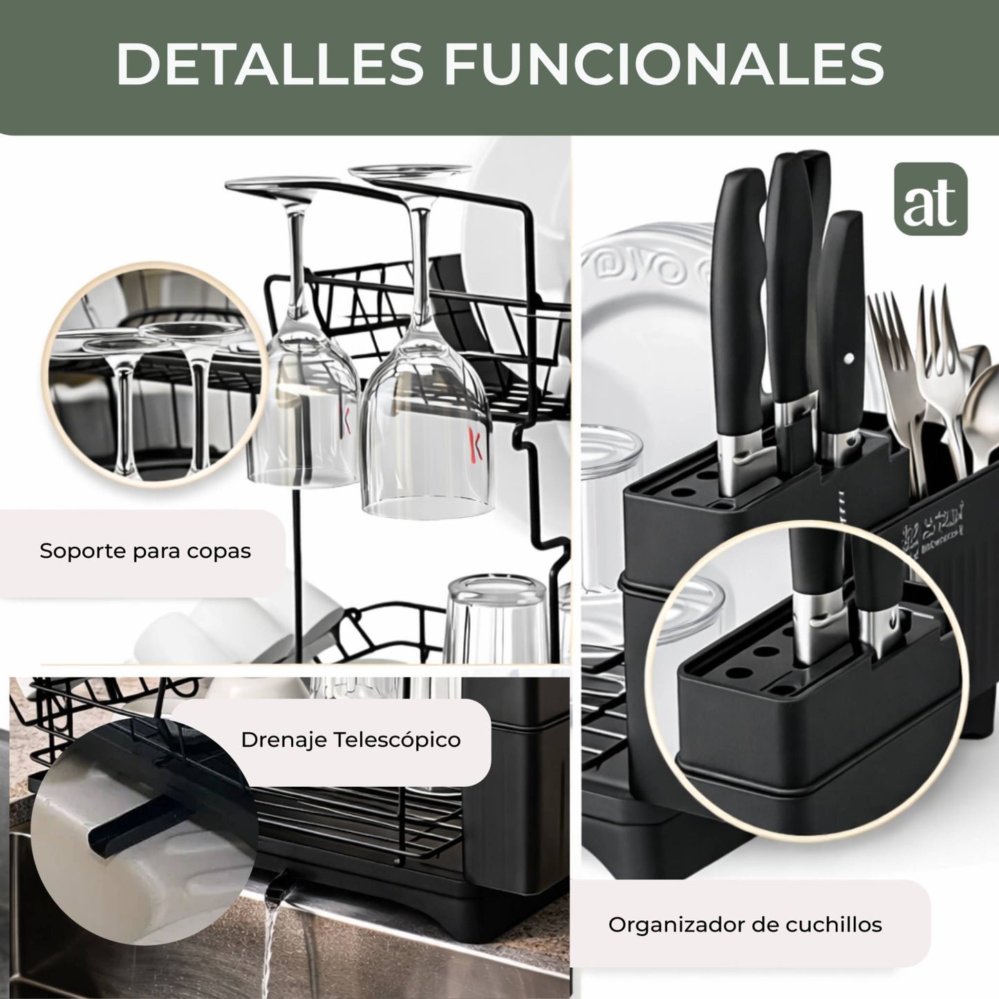Escurridor de trastes Escurridor de Platos Dish Rack 2 Niveles