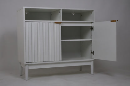 Credenza Bufetera de Madera 88x40x81cm - Trinchador para Comedor con 2 Puertas y Repisas Abiertas - Acabados en Lambrín - Mueble Versátil para Sala, Cocina, Recibidor