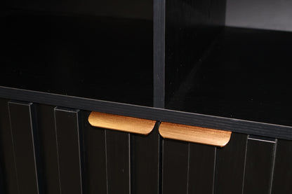 Credenza Bufetera de Madera 88x40x81cm - Trinchador para Comedor con 2 Puertas y Repisas Abiertas - Acabados en Lambrín - Mueble Versátil para Sala, Cocina, Recibidor