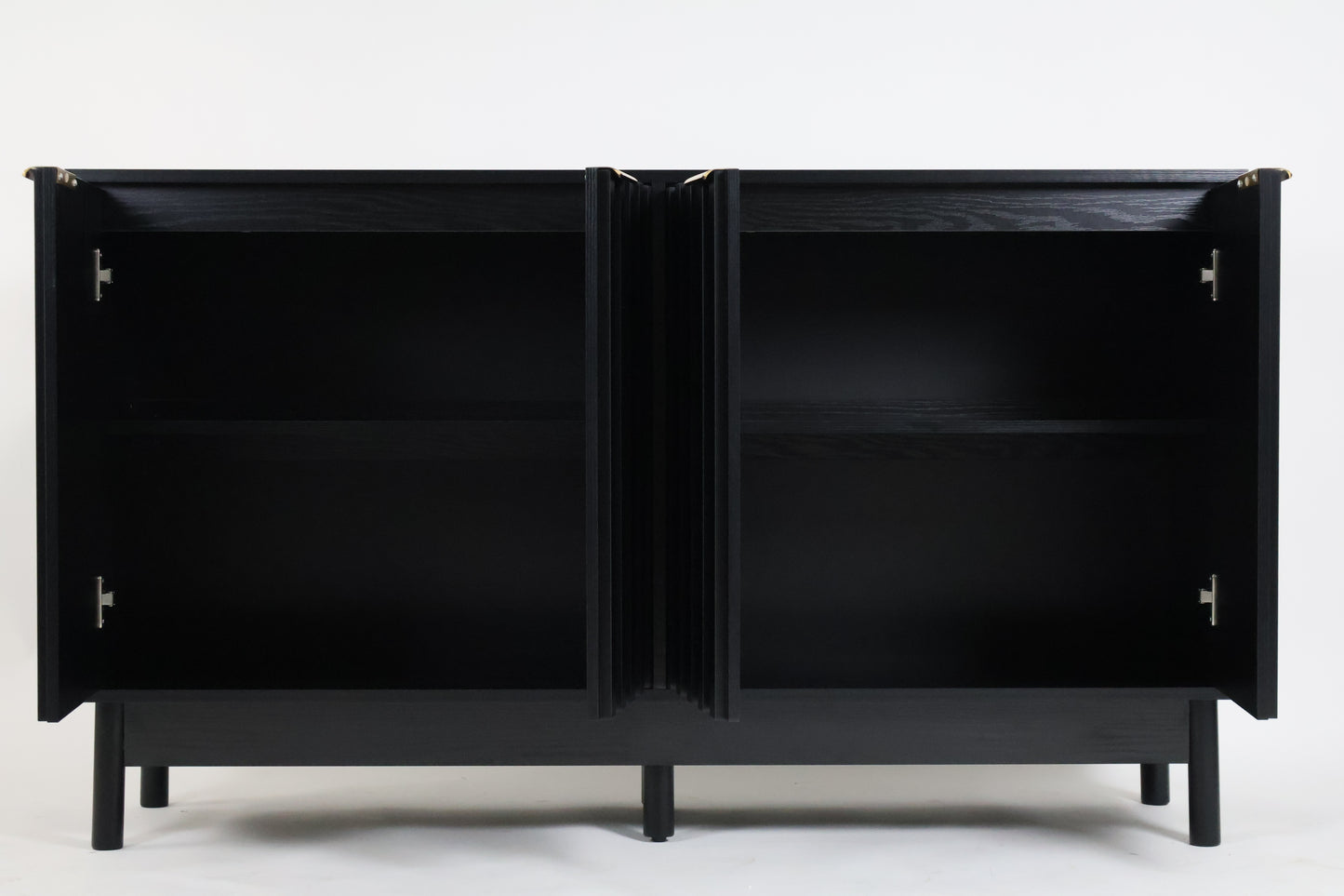Credenza Bufetera Mueble para Comedor 4 Puertas - Aparador Recibidor Grande 140x40x81 cm - Frente Acanalado Lambrín - Herrajes Dorados - Buffetera para Sala/Recibidor