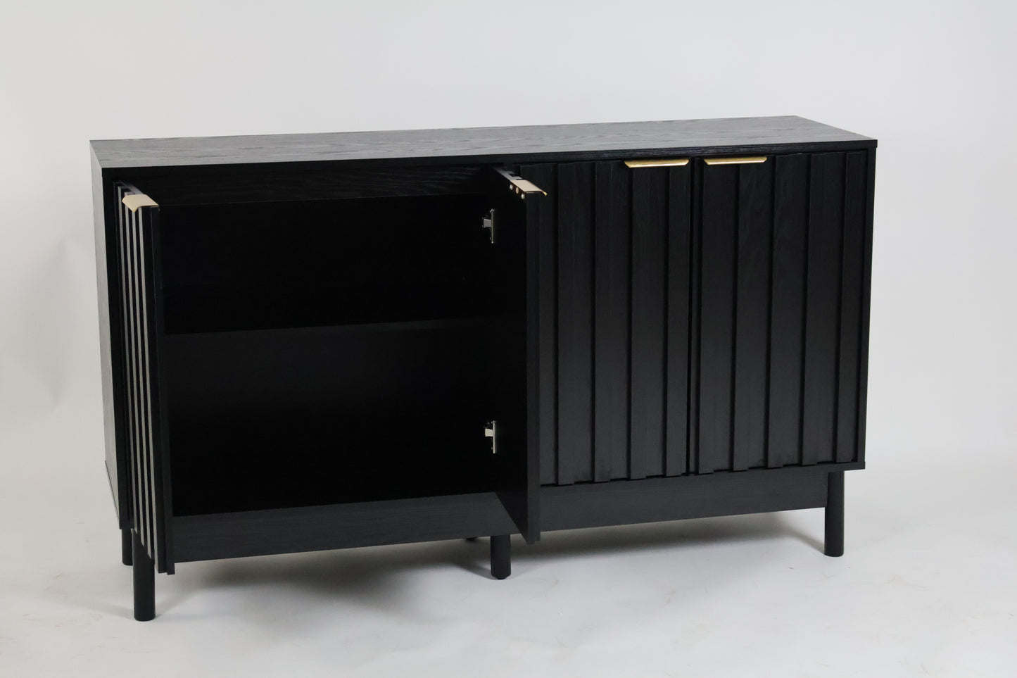 Credenza Bufetera Mueble para Comedor 4 Puertas - Aparador Recibidor Grande 140x40x81 cm - Frente Acanalado Lambrín - Herrajes Dorados - Buffetera para Sala/Recibidor