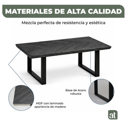 Mesa de Centro Rectangular de Sala 110x60x43cm  Madera de MDF con melamina diseño en Espiga