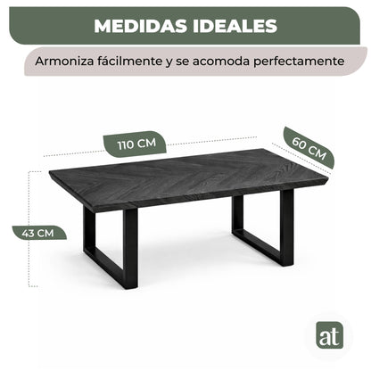 Mesa de Centro Rectangular de Sala 110x60x43cm  Madera de MDF con melamina diseño en Espiga
