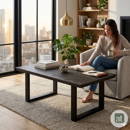 Mesa de Centro Rectangular de Sala 110x60x43cm  Madera de MDF con melamina diseño en Espiga