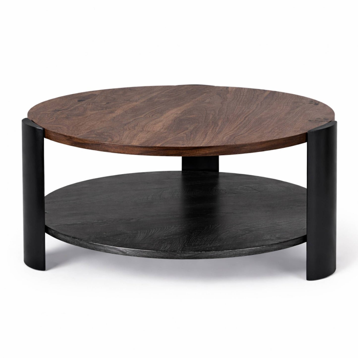 Mesa De Centro Redonda para Sala con 2 Repisas Madera de MDF 83 diamX43cm Alto