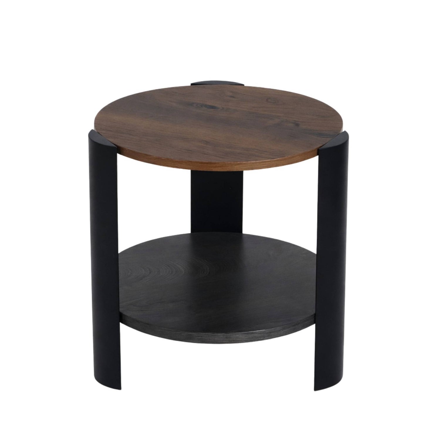 Mesa Auxiliar Redonda Diseño Minimalista MDF Melamina 2 Repisas 50 diamX50cm alto