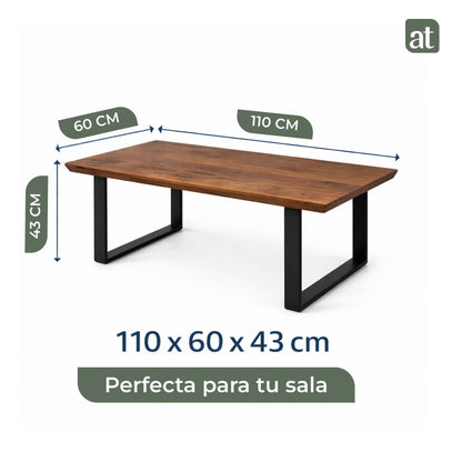 Mesa de Centro Rectangular de Sala 110x60x43cm Moderno Minimalista Madera de MDF melamina