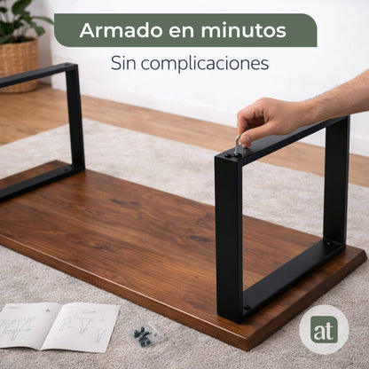 Mesa de Centro Rectangular de Sala 110x60x43cm Moderno Minimalista Madera de MDF melamina