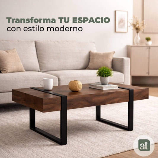 Mesa de Sala de Centro Rectangular 110x60x43 cm Acero y MDF