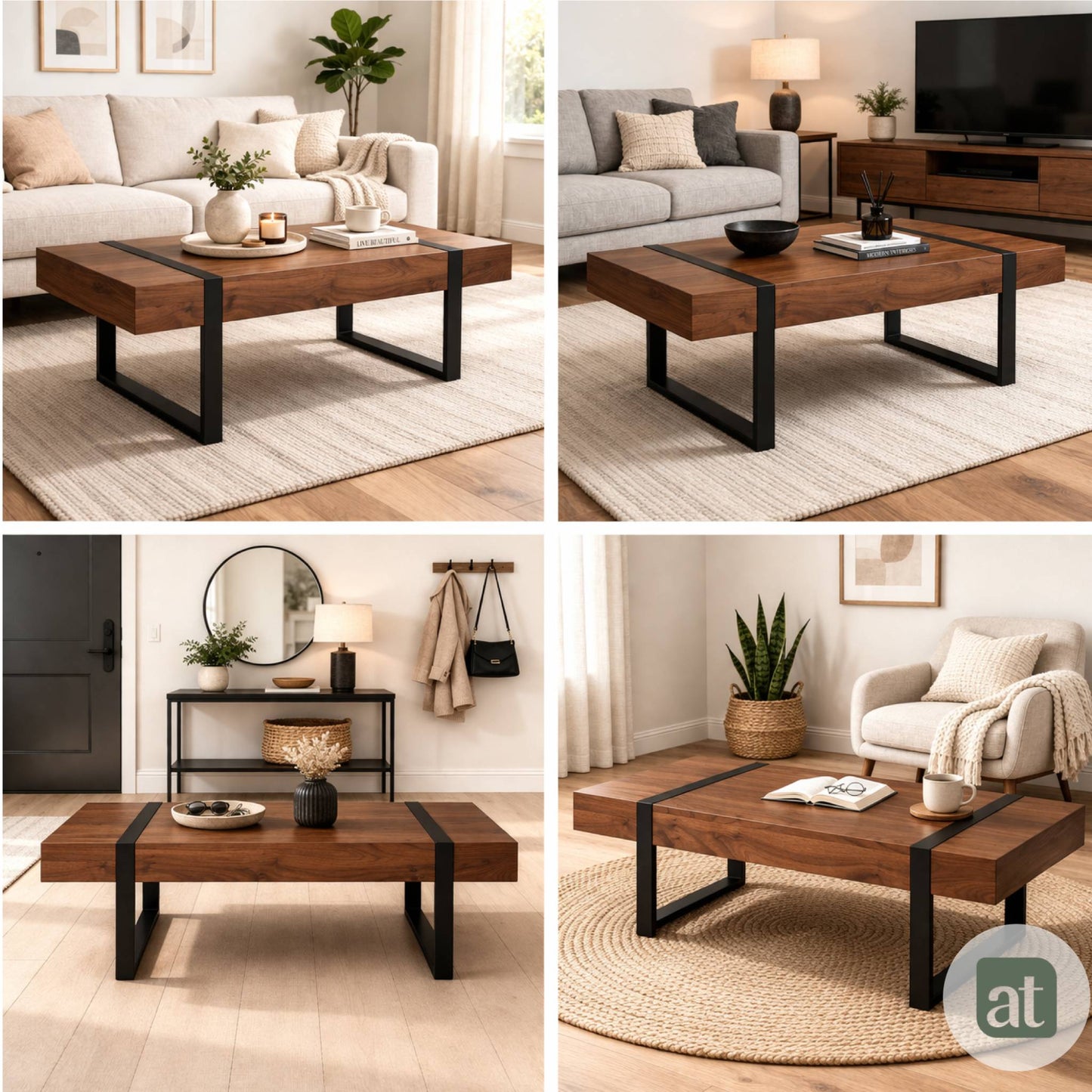 Mesa de Sala de Centro Rectangular 110x60x43 cm Acero y MDF