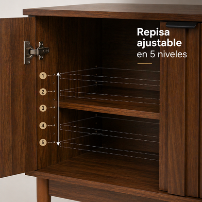 Credenza Bufetera Mueble 2 Puertas para Sala Comedor Alacena pequeña Coffee Bar Station Recibidor (Nogal)